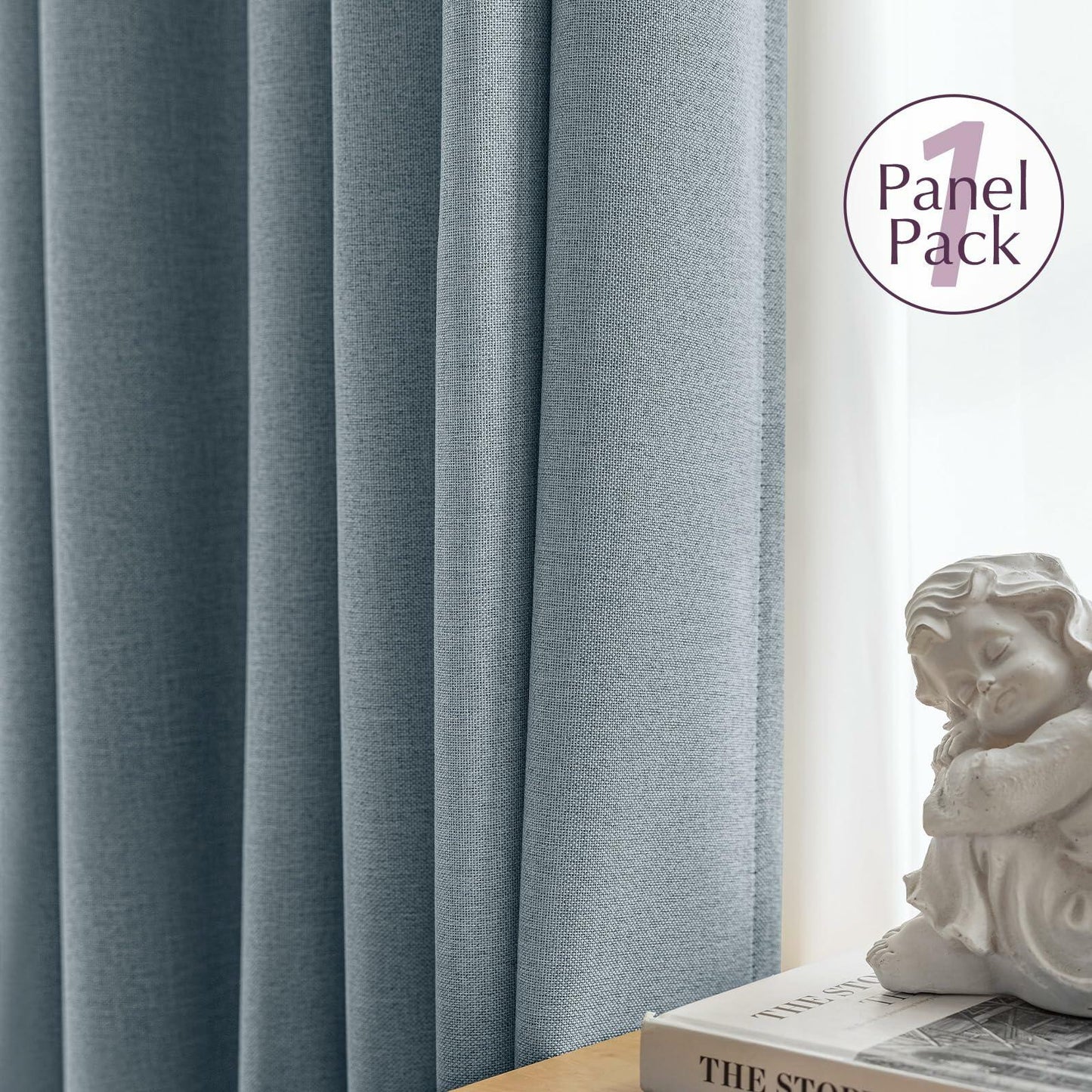 jinchan Blackout Thermal Insulated Faux Linen Curtain 90in Greige 1 Panel