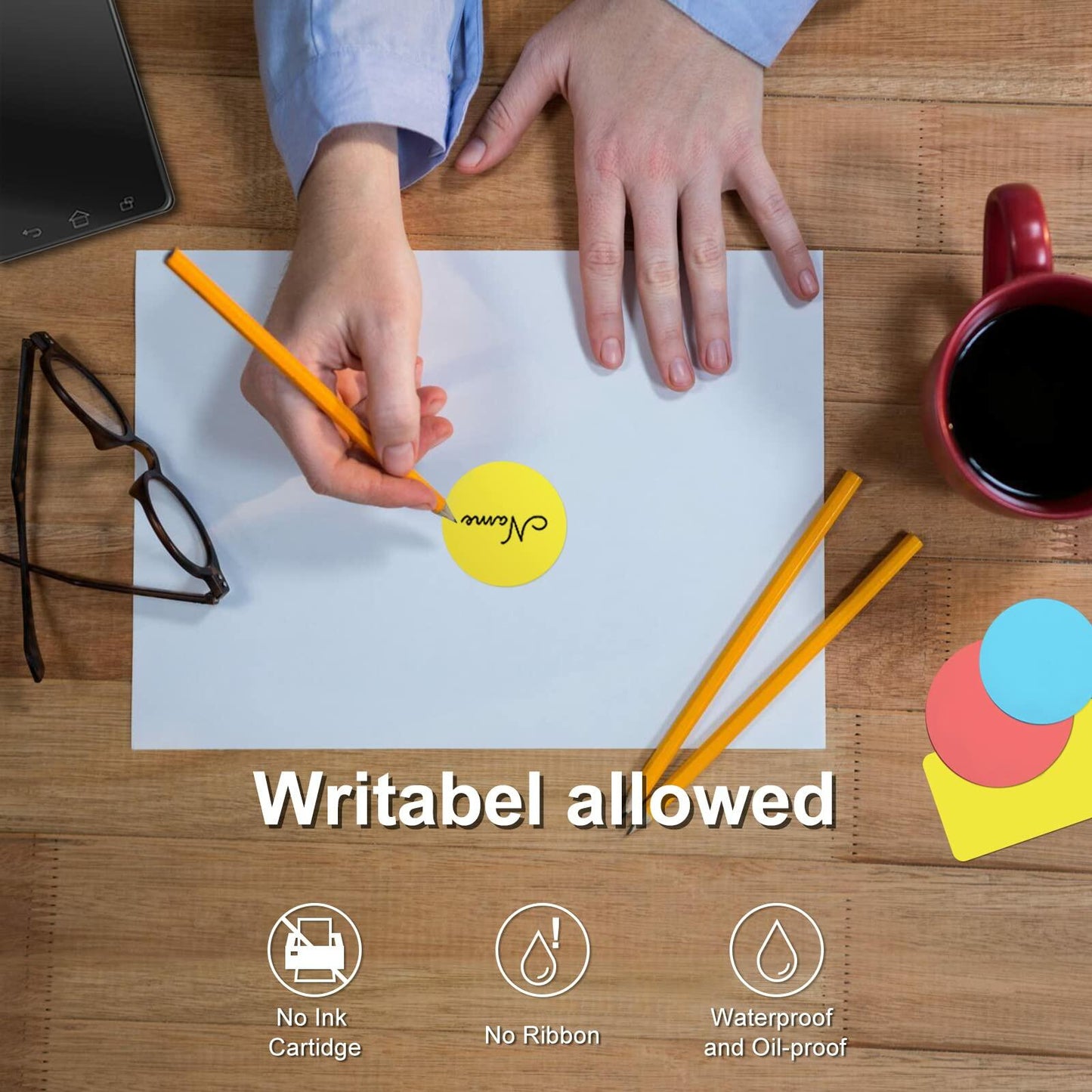 BEEPRT 2" Yellow Direct Thermal Round Labels Stickers 1000 Count