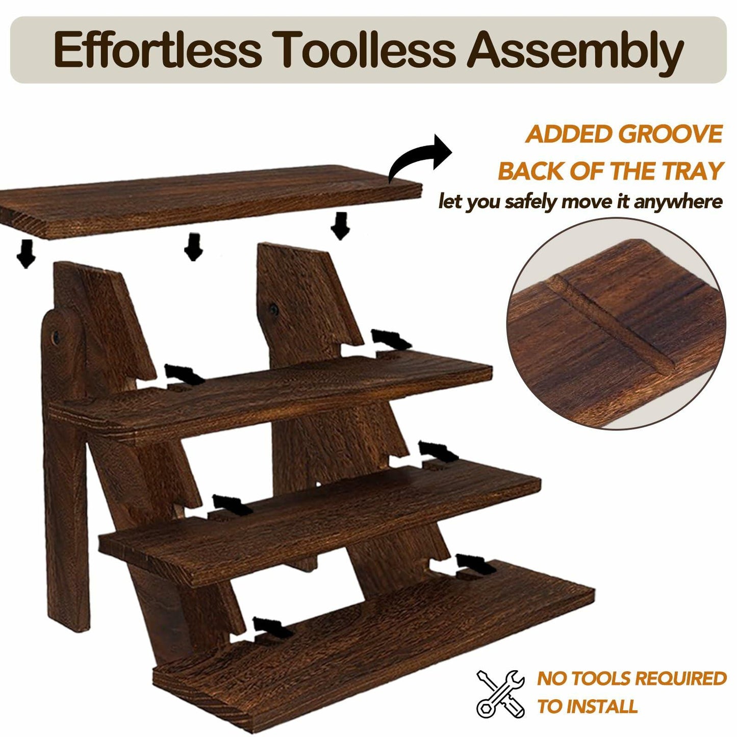 AZ-Homey Platane Wood 4-Tier Display Stand Rustic Brown
