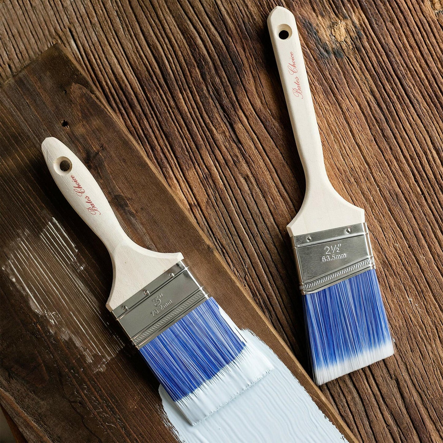 Bates Wood Handle Paint Brushes Set 3" & 2.5" 2 Pack Professional Trim