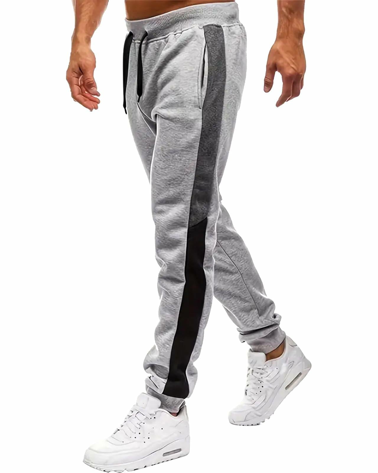 BUXKR Men's Lightweight Drawstring Sweatpants Light Grey Size L