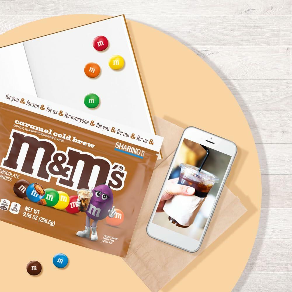 BestBy08/25 M&M'S Caramel Cold Brew Chocolate Candy Sharing Size 9.05oz Bag