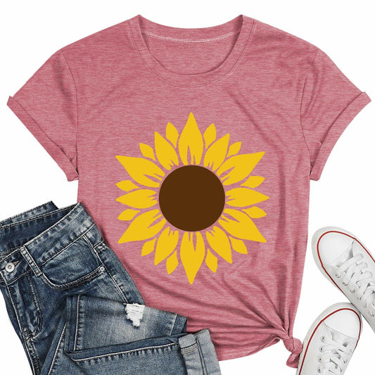 Sunflower Women Graphic Tee Faith Short Sleeve Shirt Pink Size S