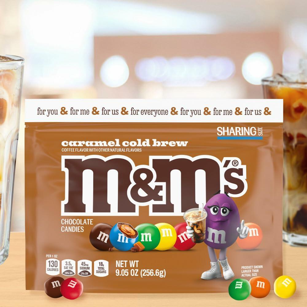 BestBy08/25 M&M'S Caramel Cold Brew Chocolate Candy Sharing Size 9.05oz Bag