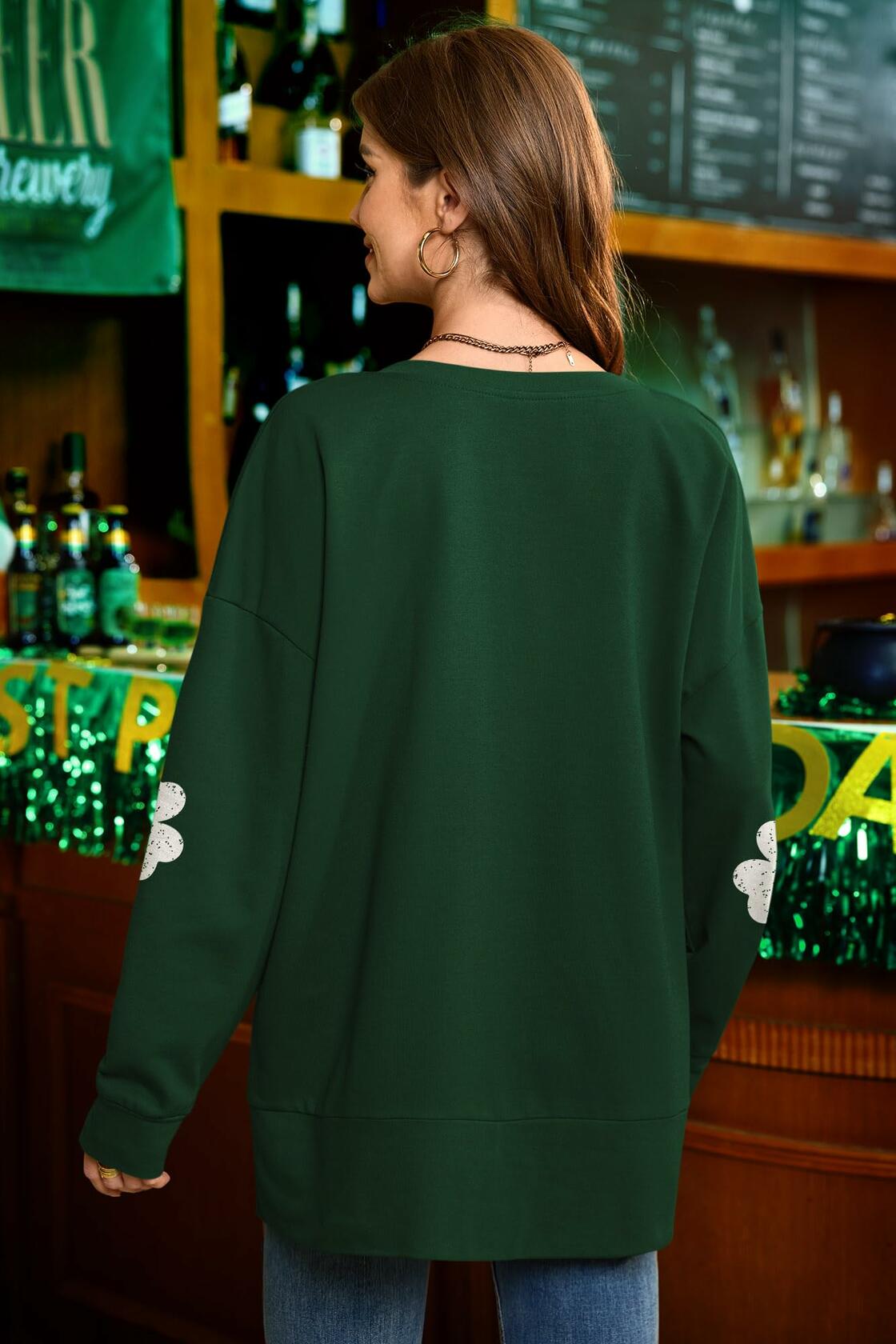 For G and PL Women St Patricks Split Neckline Sweatshirt Green Size L