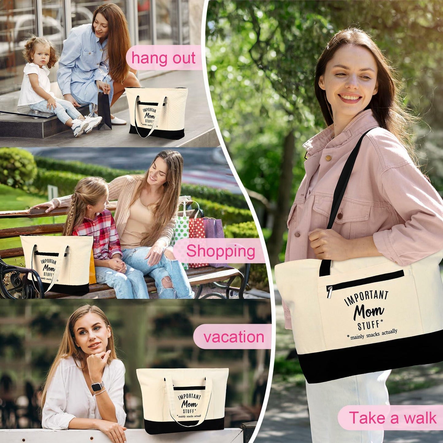 KUIRAN Canvas Tote Bag for Mom Hospital Shopping Beach Gifts from Family