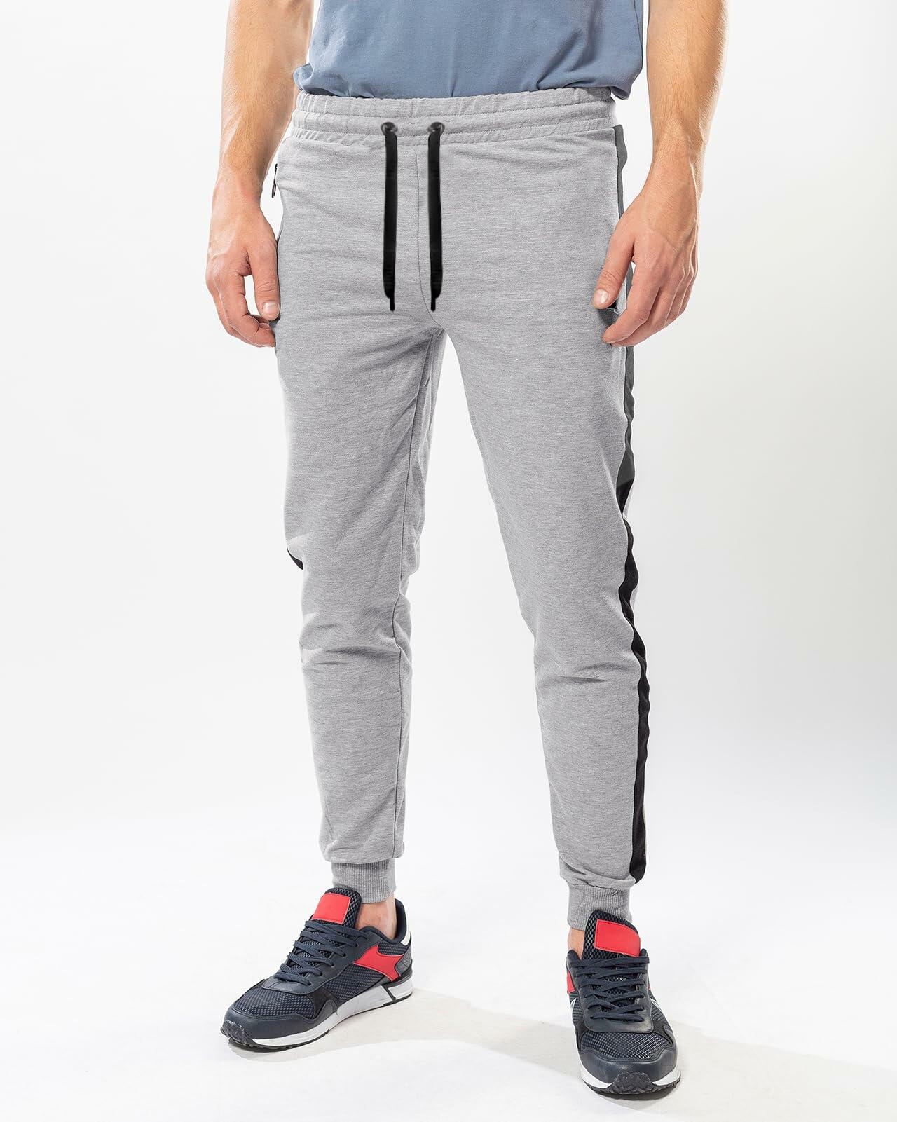 BUXKR Men's Lightweight Drawstring Sweatpants Light Grey Size L