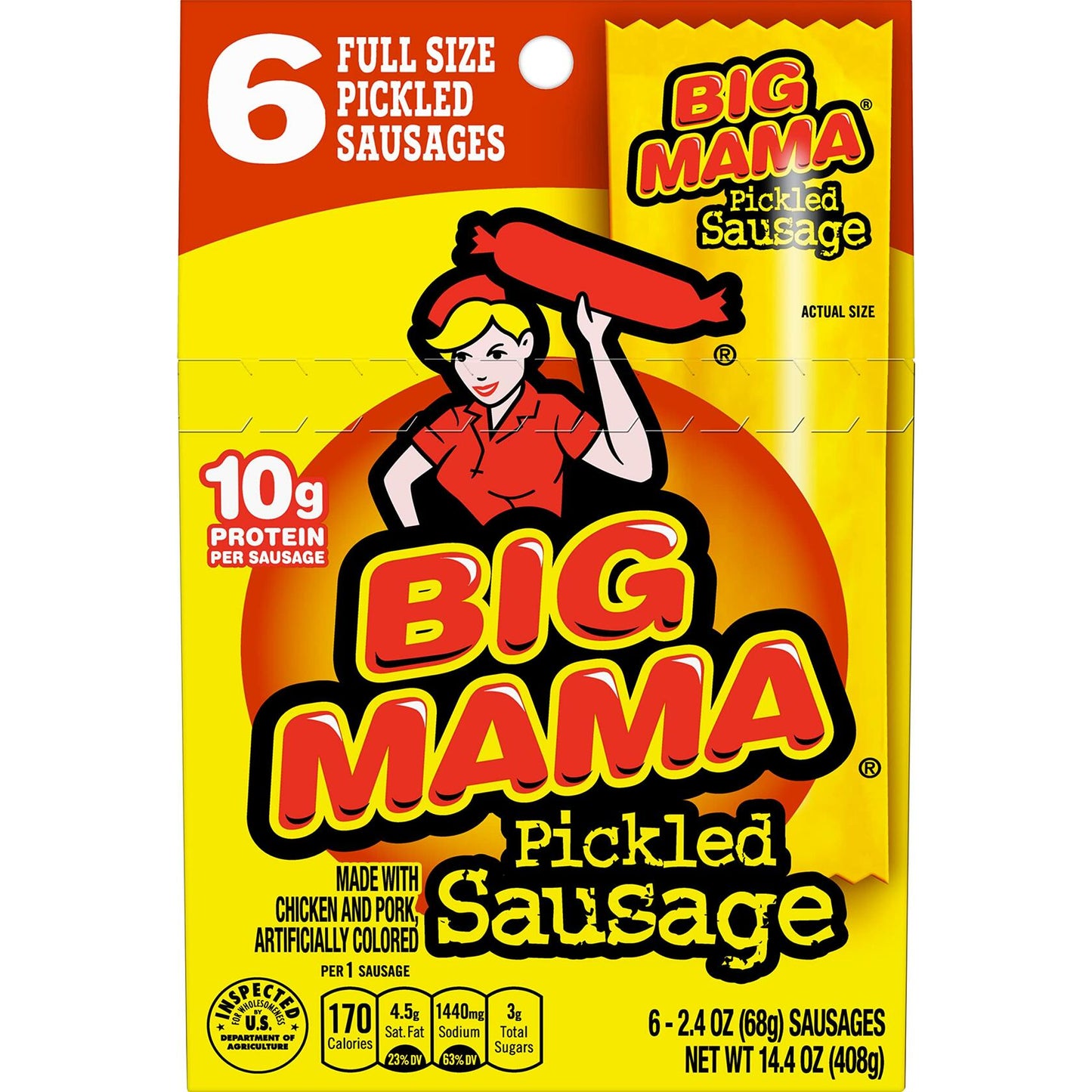 BestBy10/25 Penrose Big Mama Pickled Sausages 2.4oz 6 Pack Snack Size