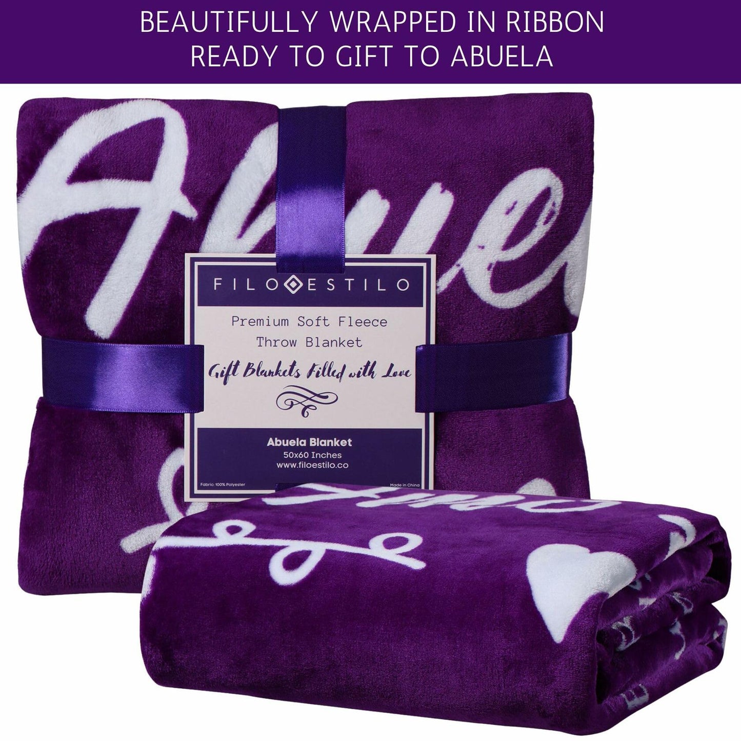 FILO ESTILO Abuela Blanket Birthday Gift 60x50in Purple Fleece