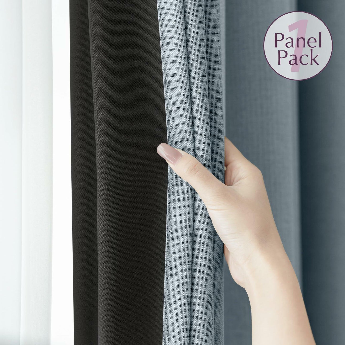 jinchan Blackout Thermal Insulated Faux Linen Curtain 90in Greige 1 Panel