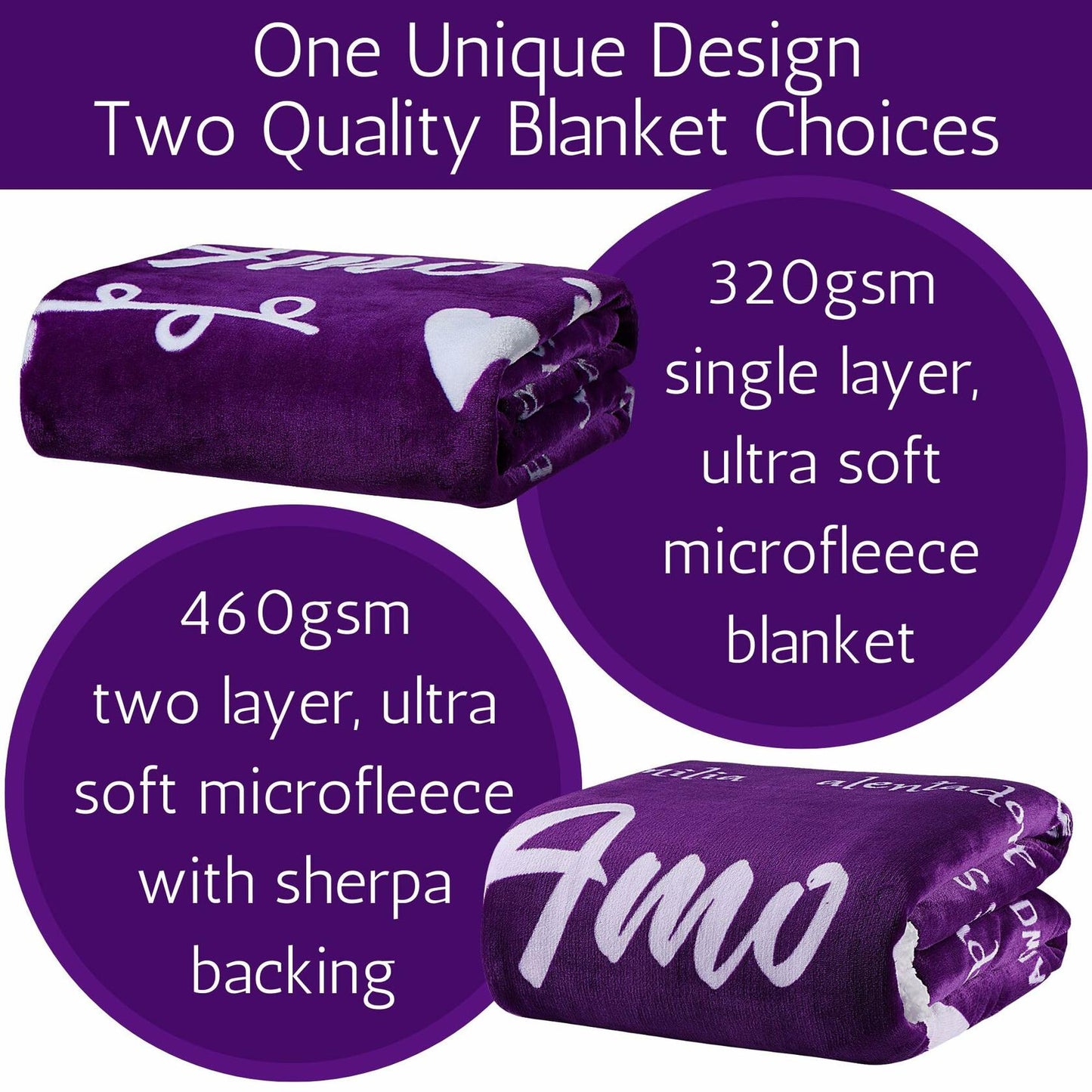 FILO ESTILO Abuela Blanket Birthday Gift 60x50in Purple Fleece