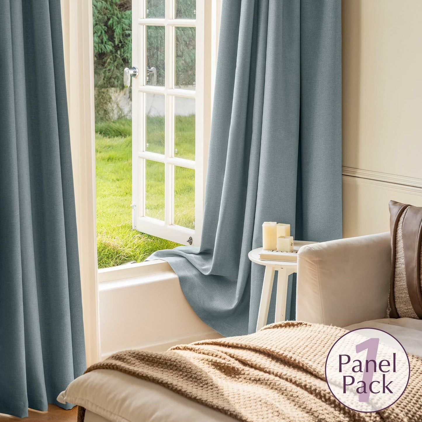 jinchan Blackout Thermal Insulated Faux Linen Curtain 90in Greige 1 Panel