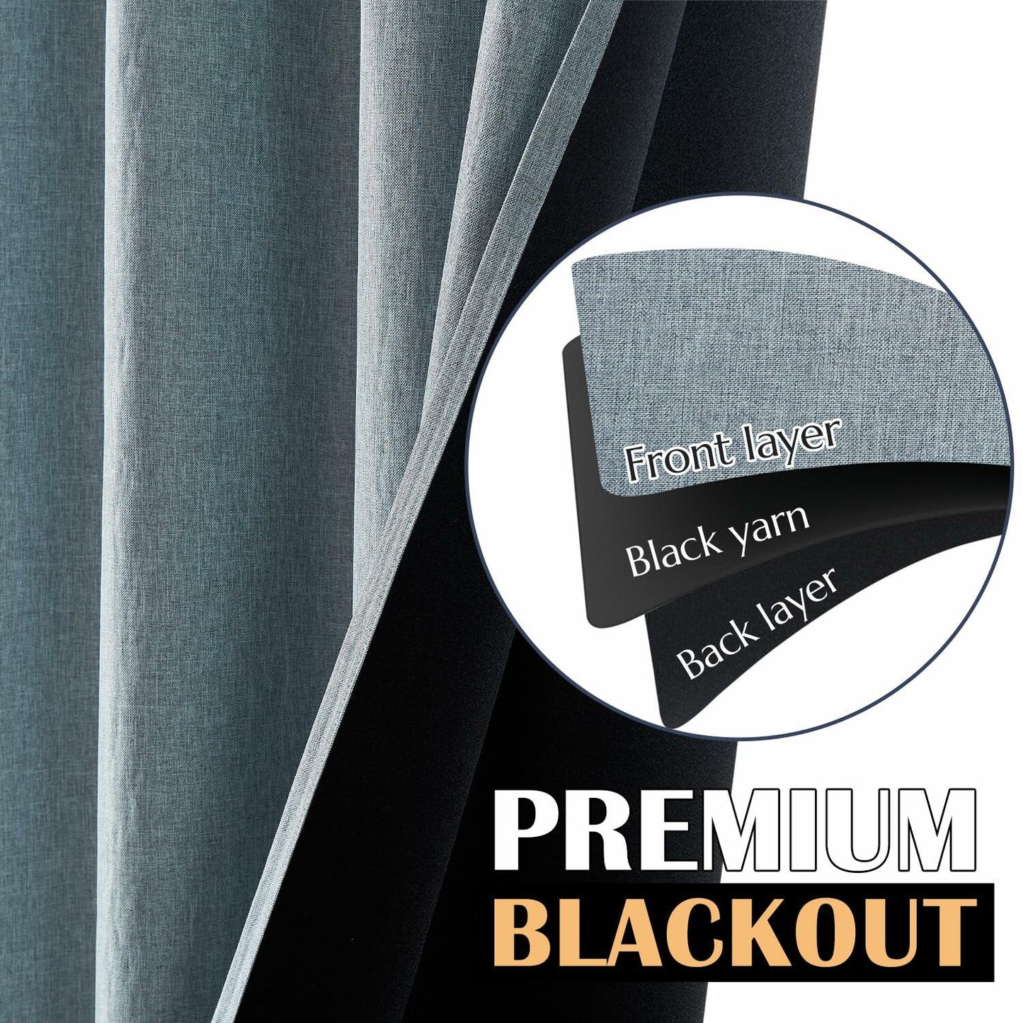 jinchan Blackout Thermal Insulated Faux Linen Curtain 90in Greige 1 Panel