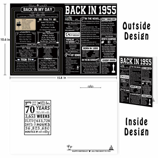 Asmallgf Happy 70th Birthday Card for Woman Man Mom Dad Grandpa Granny