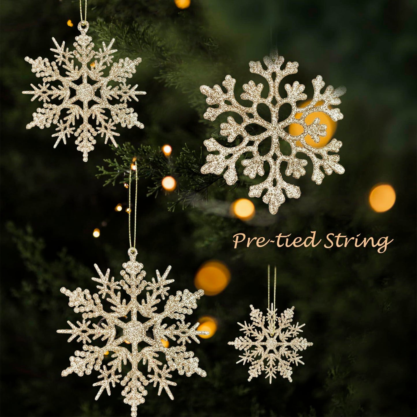 Langley Christmas Snowflake Ornaments Set Rose Gold 36pcs 4 Sizes