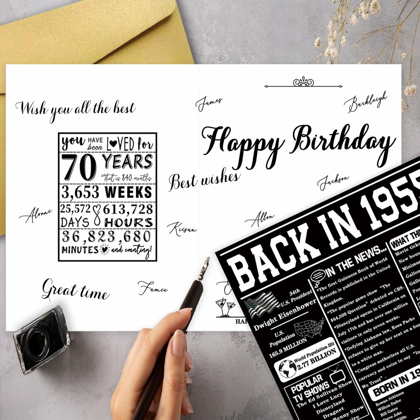 Asmallgf Happy 70th Birthday Card for Woman Man Mom Dad Grandpa Granny
