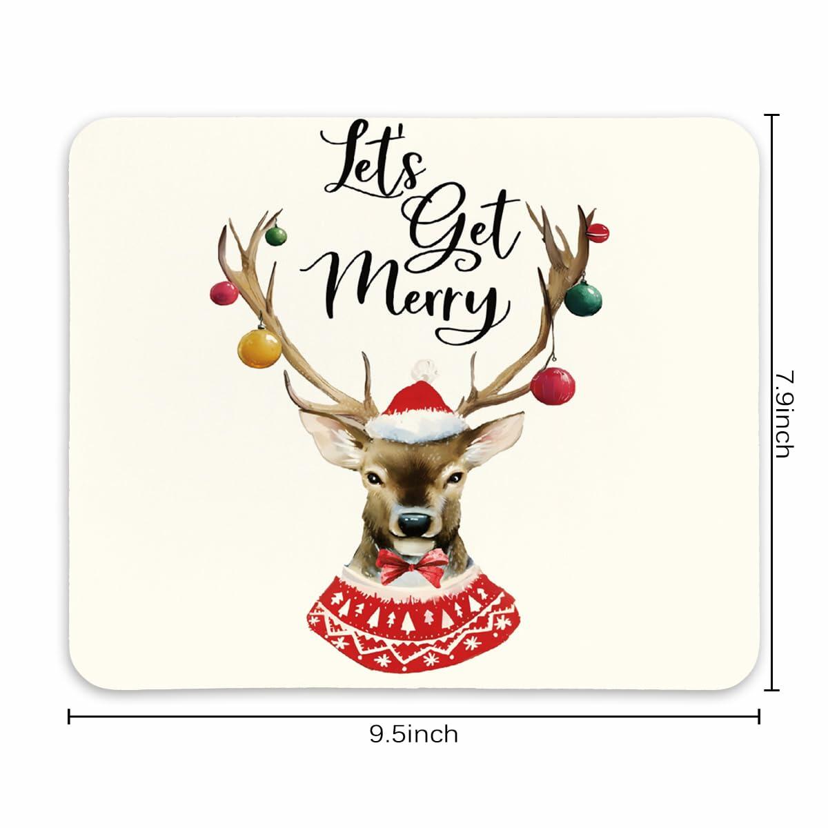 QIYUHOY Pink Bow Christmas Mousepad Non-Slip Rubber 9.5x7.9 in