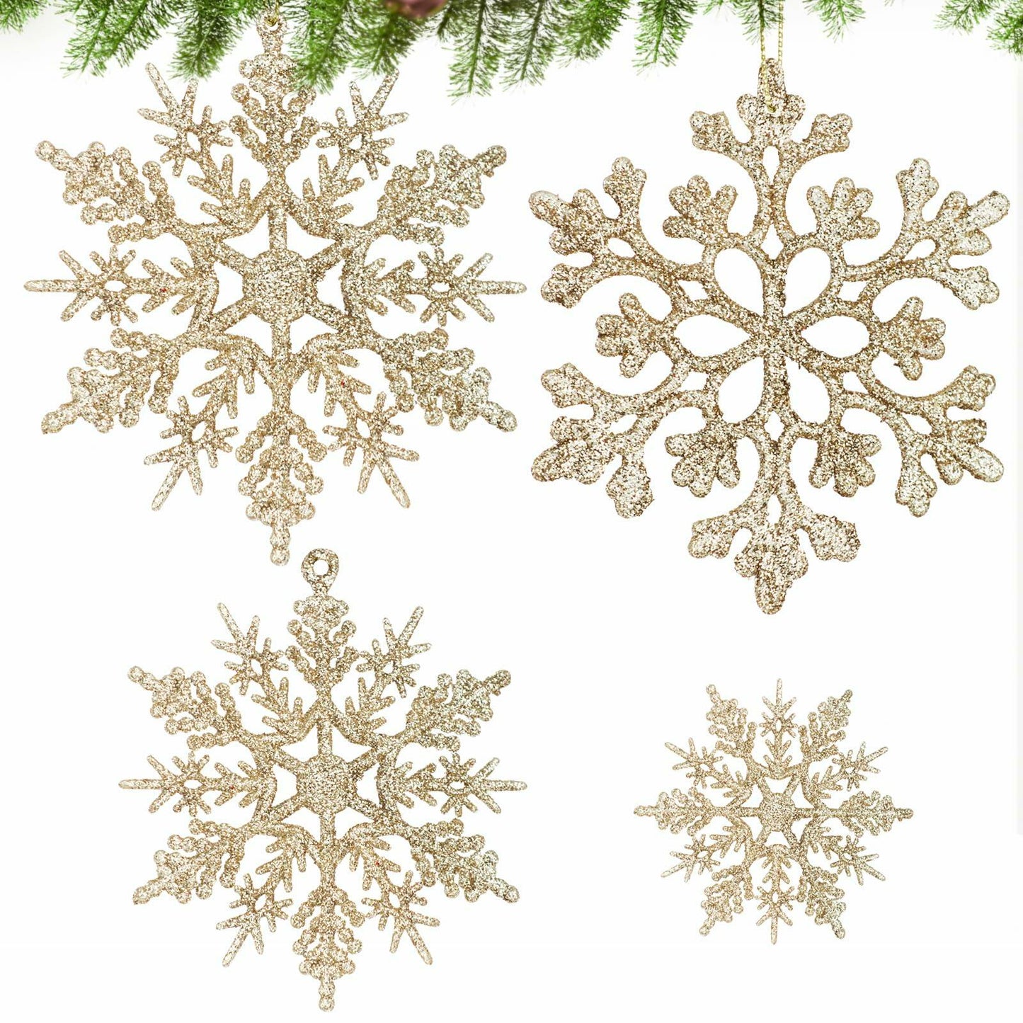 Langley Christmas Snowflake Ornaments Set Rose Gold 36pcs 4 Sizes
