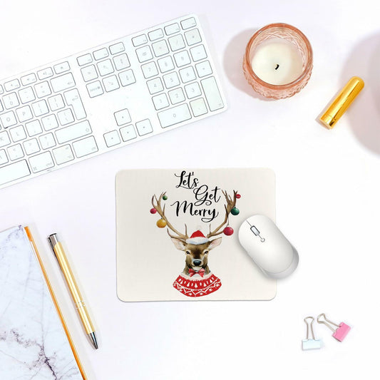 QIYUHOY Pink Bow Christmas Mousepad Non-Slip Rubber 9.5x7.9 in