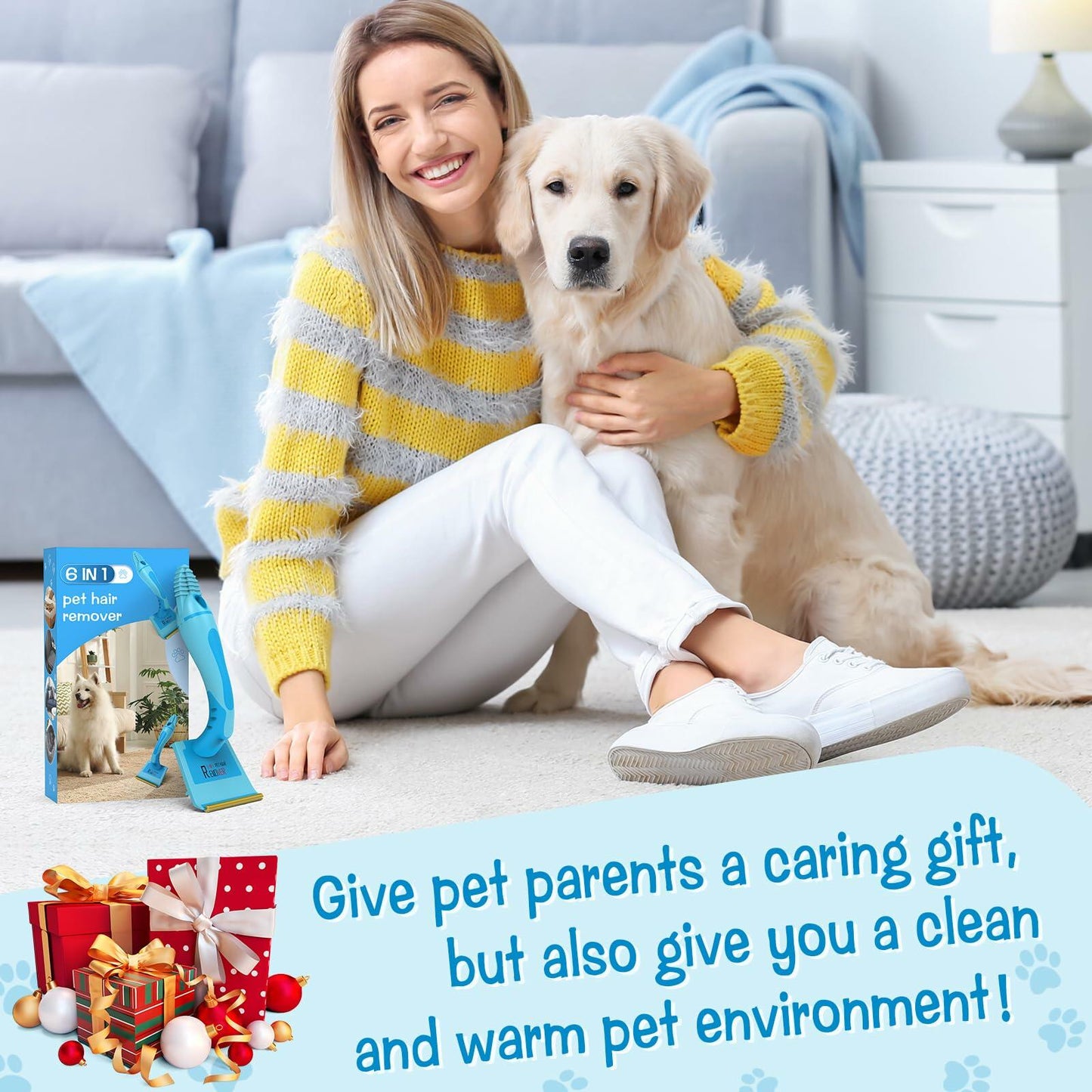 LVHATN 6IN1 Pet Hair Remover Tool for Car Rug Couch Furniture 8.27in