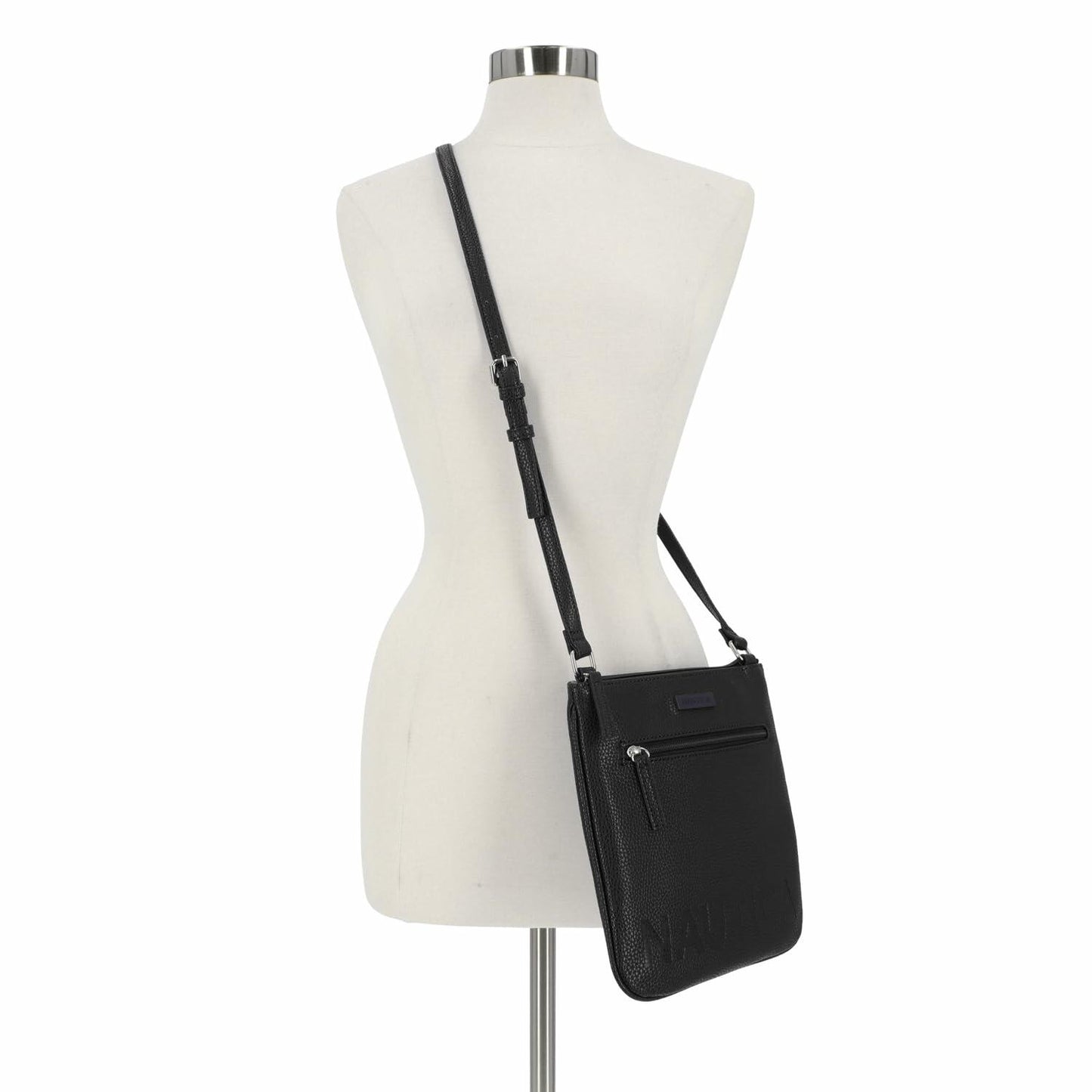 Nautica Lakeside Signature Jaquard North South Crossbody Bag Black