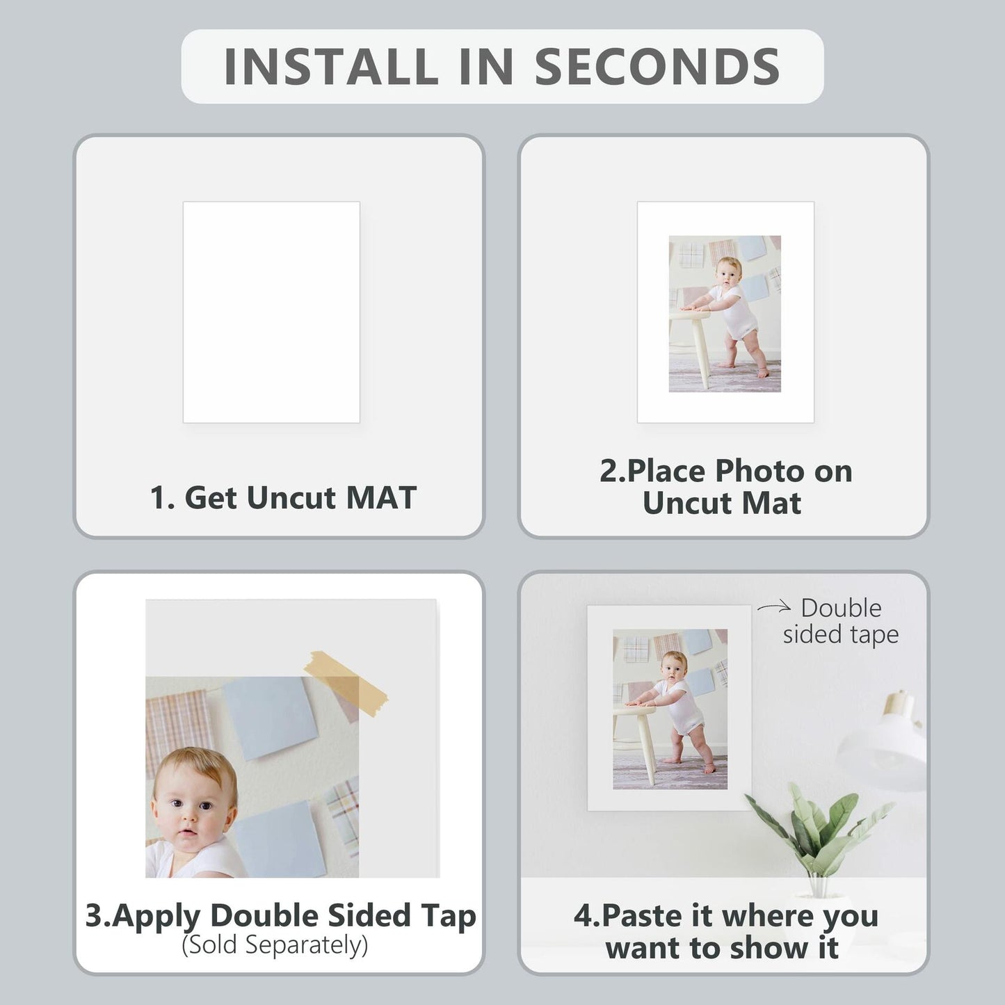 Somime 10 Pack 5x7 White Picture Mats with Backing Acid Free Photo Boards