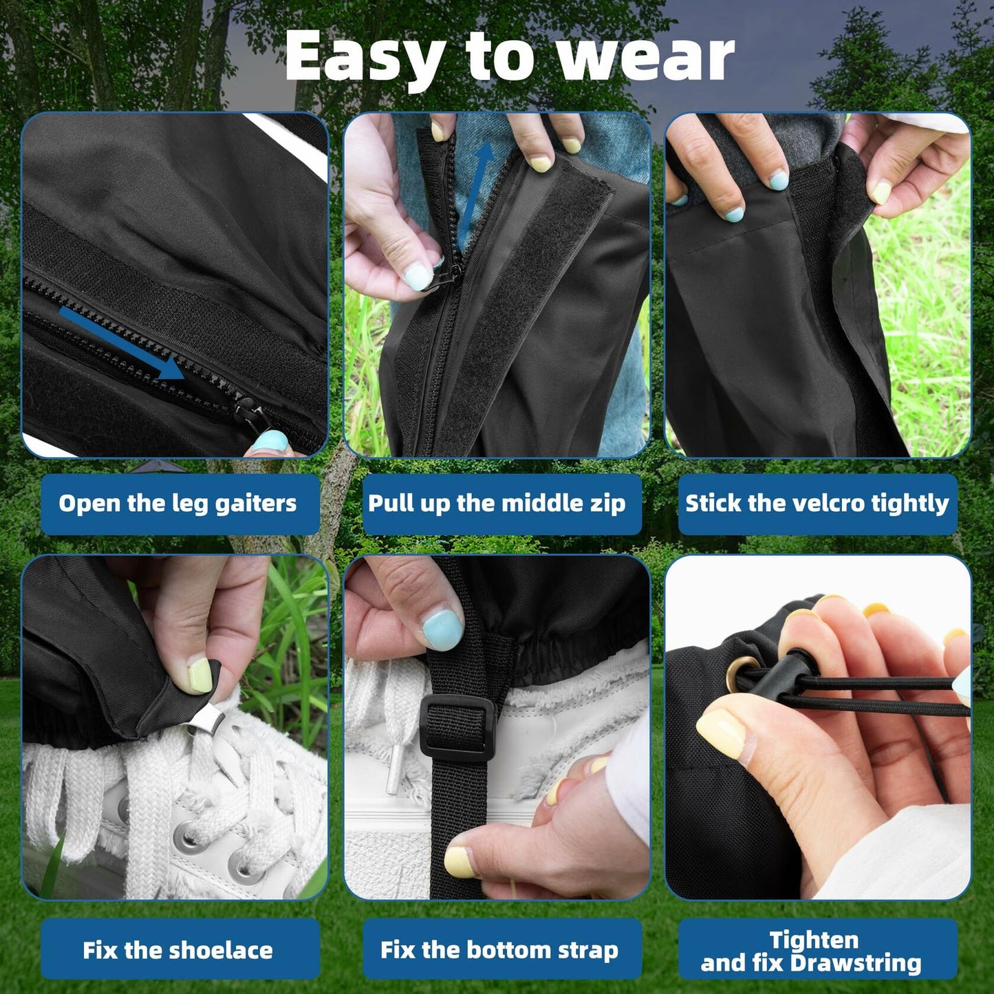 UNIFAMILY Waterproof Leg Gaiters Adjustable Hiking Walking Leg Guards