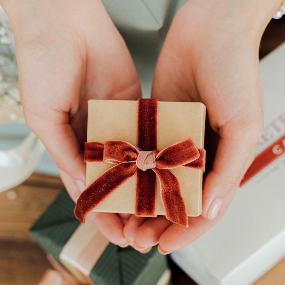 Quhora Velvet Ribbon 5/8in x 25yd Khaki Velvet Craft Ribbon Spool