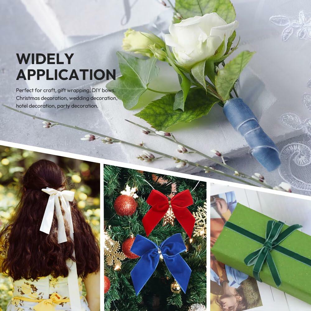 Quhora Velvet Ribbon 5/8in x 25yd Khaki Velvet Craft Ribbon Spool