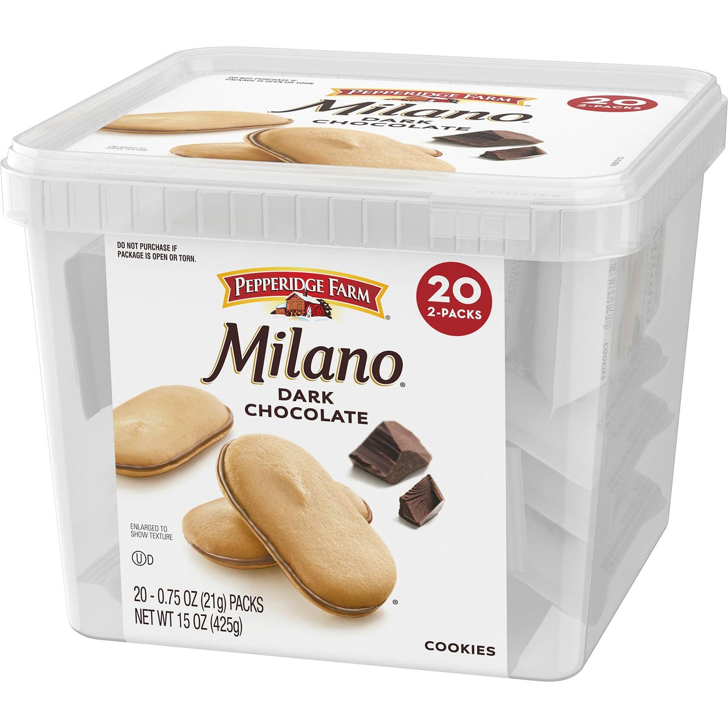 BestBy06/25 Pepperidge Farm Milano Dark Chocolate Cookies 20 Packs 2 Cookies