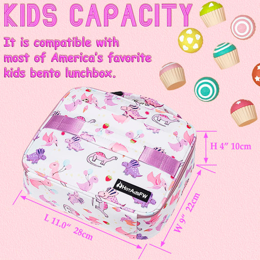 HotAdsFW Dinosaur Kids Lunch Box Small School Bag White Dinosour