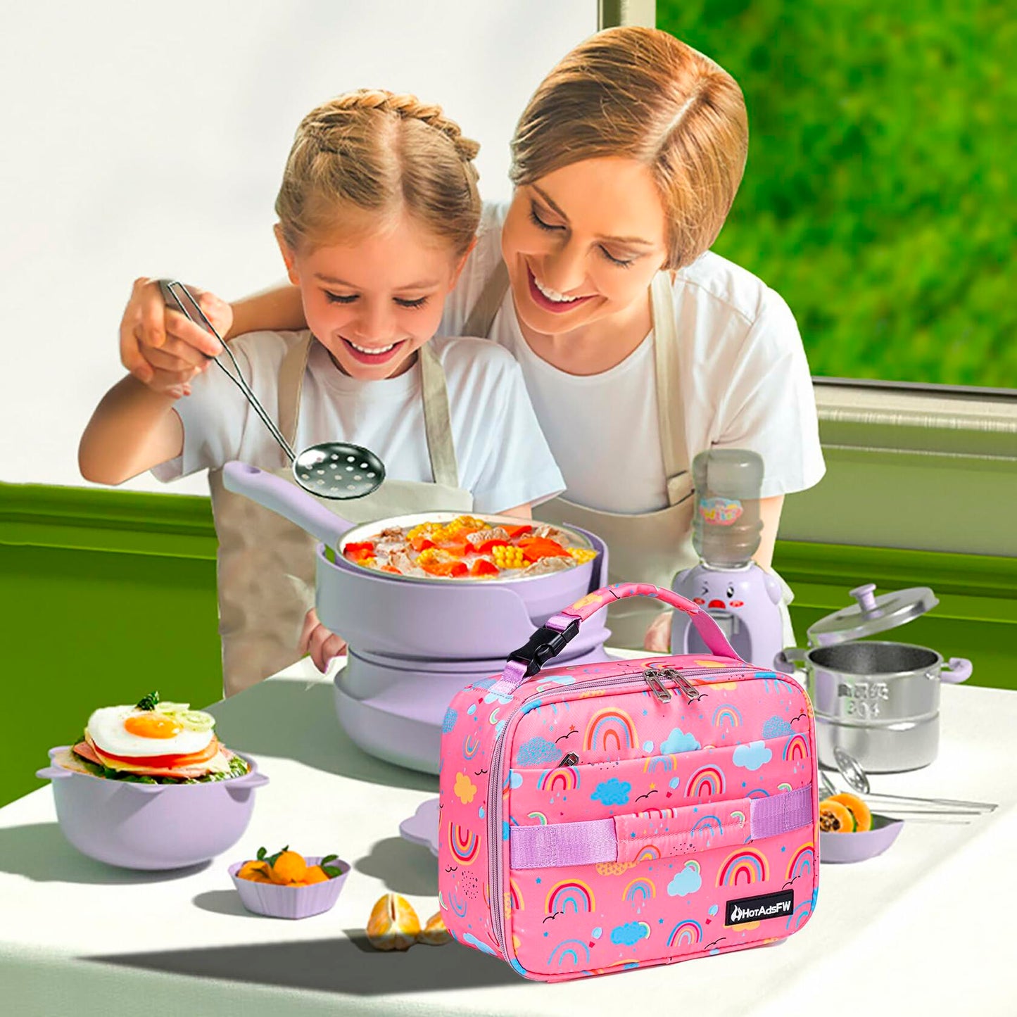 HotAdsFW Rainbow Girls Lunch Box Small Kids School Lunch Bag