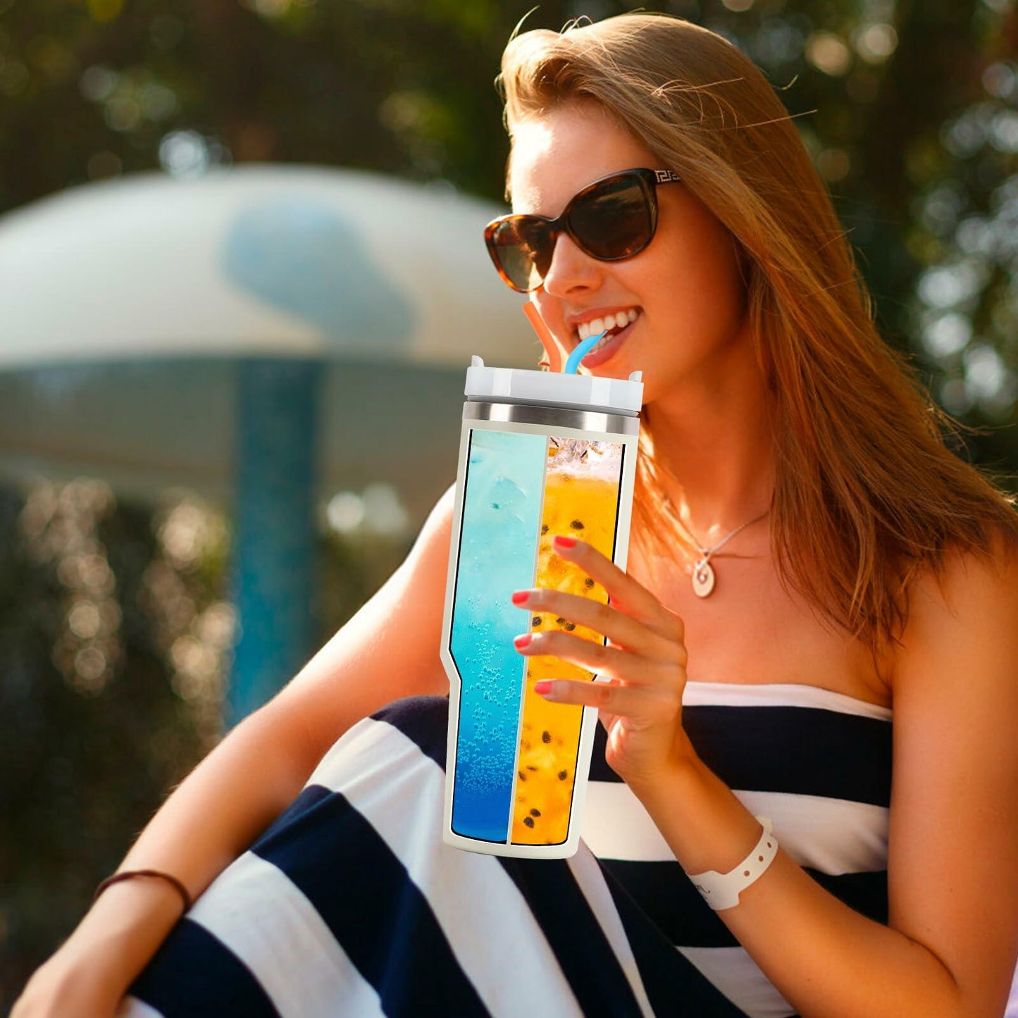 LittleHugs Silicone 2-in-1 Cup for Stanley Cup 40oz Cream Double Drinks Bag