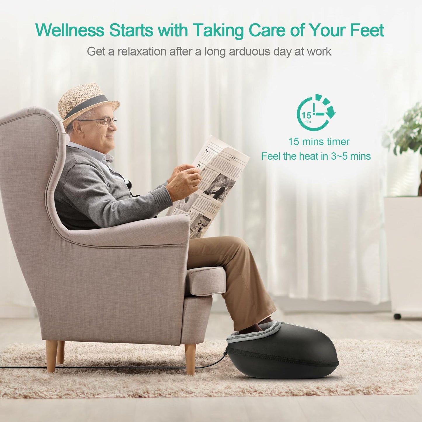 Medcursor Foot Massager Machine Heat Deep Kneading Therapy Size 13