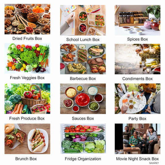 Snackle Box Divided Serving Tray with Lid & Handle 8 Compartments