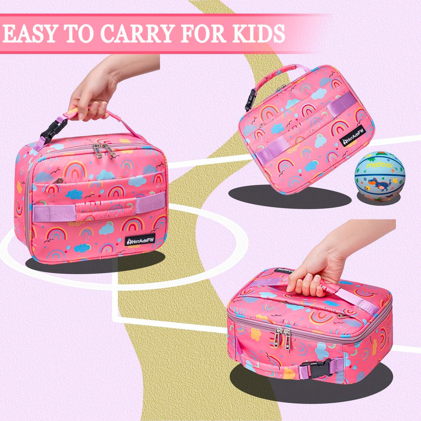 HotAdsFW Rainbow Girls Lunch Box Small Kids School Lunch Bag
