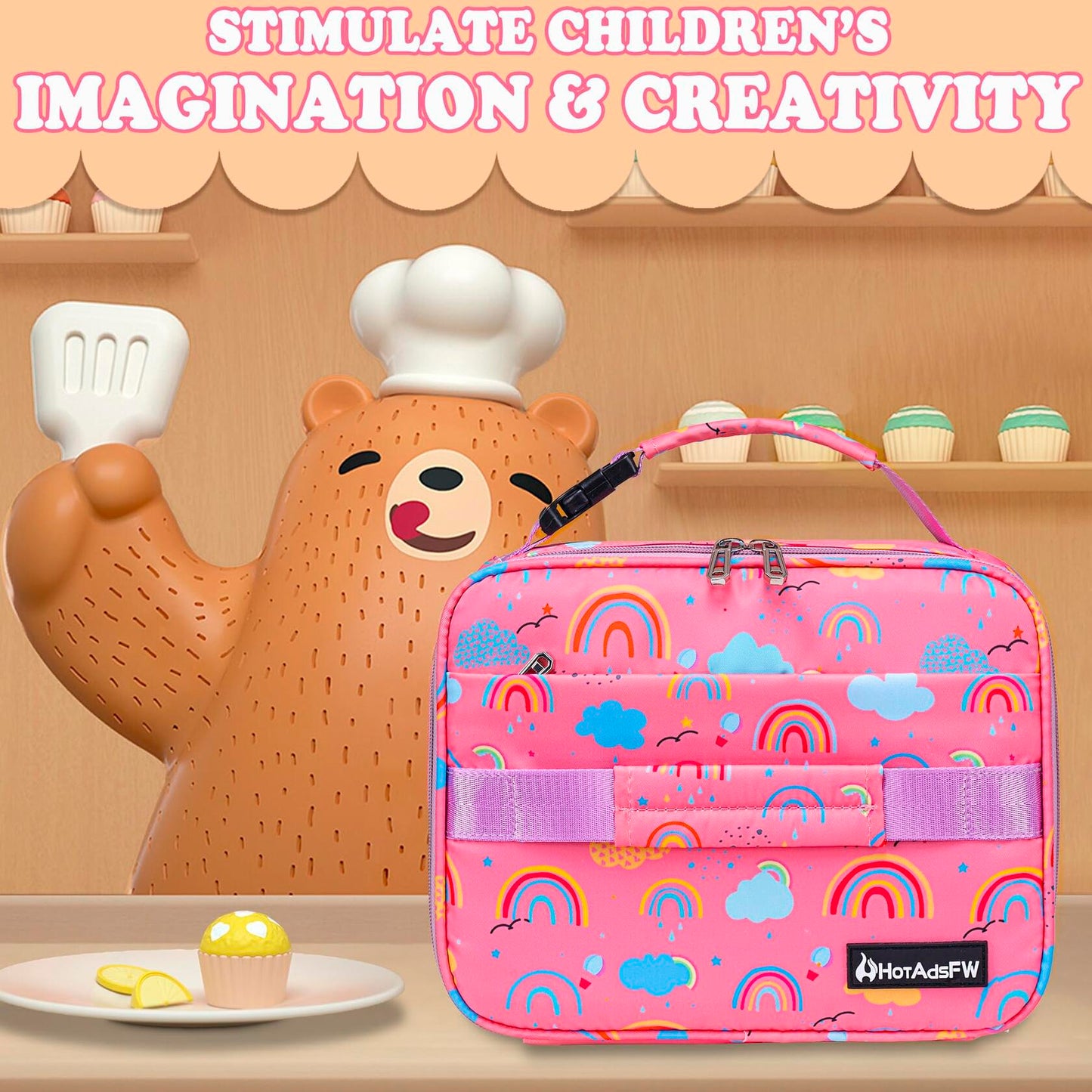 HotAdsFW Rainbow Girls Lunch Box Small Kids School Lunch Bag