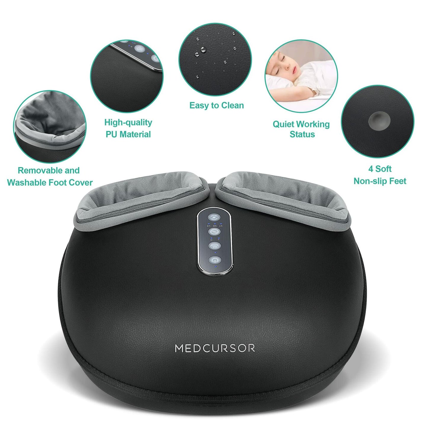 Medcursor Foot Massager Machine Heat Deep Kneading Therapy Size 13