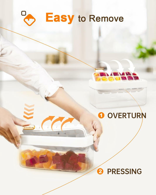 Ice Cube Tray 2-Pack with Lid, Bin & Scoop, 56 Pcs, Green Color