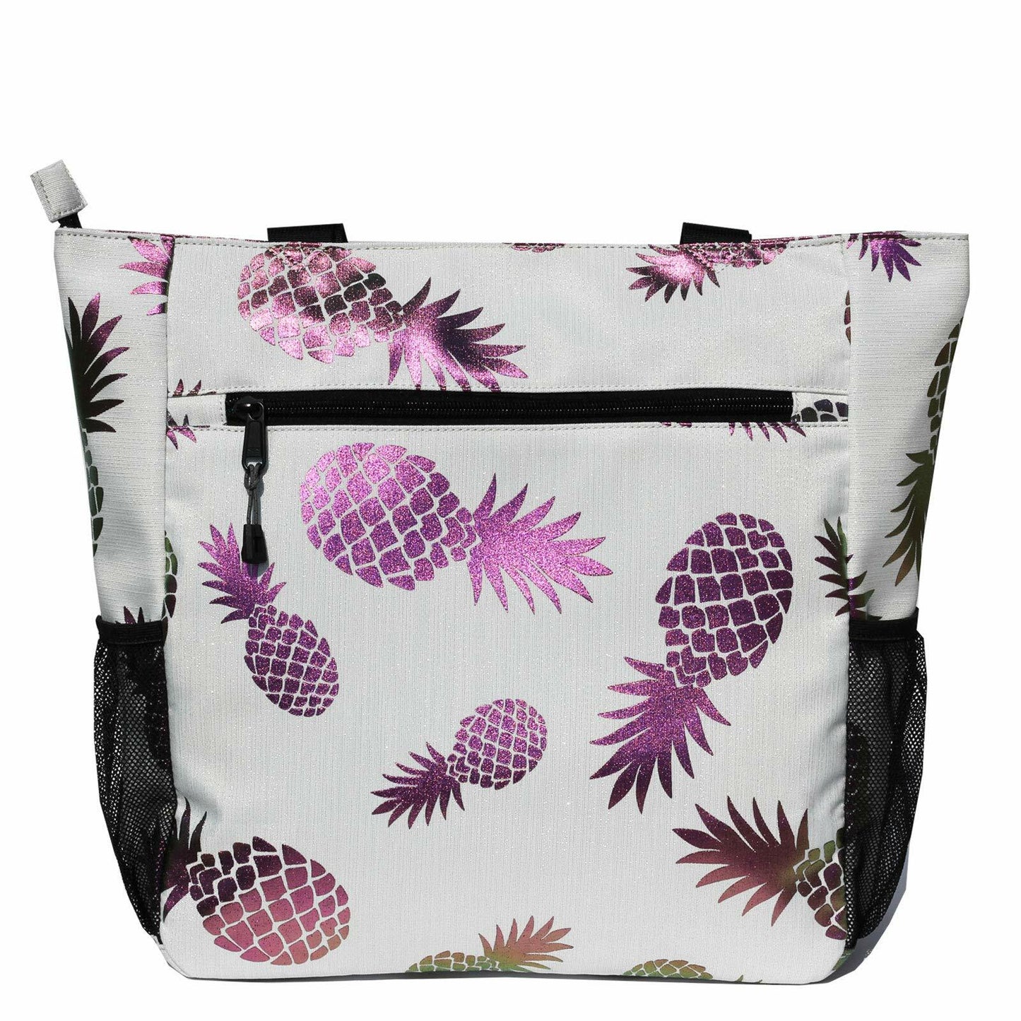 ESVAN Floral Water Resistant Large Tote Bag Shoulder Bag White Pineapple