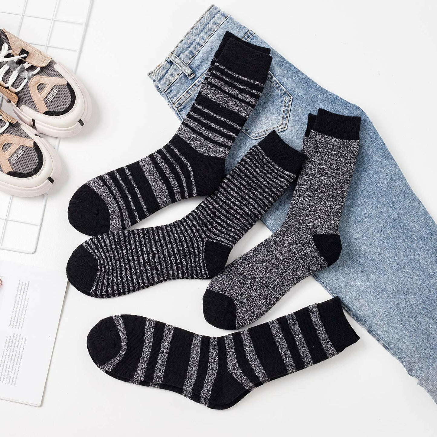 Sock Amazing Thermal Thick Winter Crew Socks Black Size 10-13