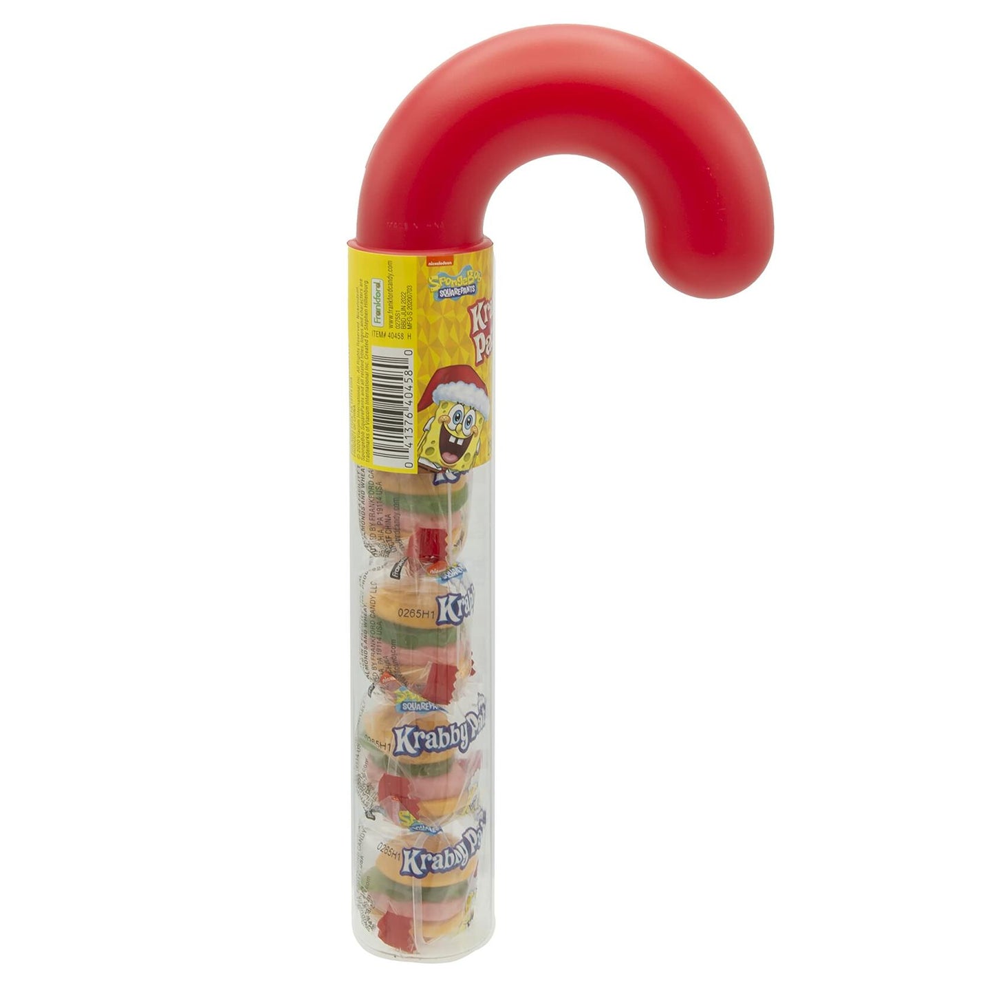 Krabby Patties Gummy Candy Holiday Candy Cane Tube 3 Pack