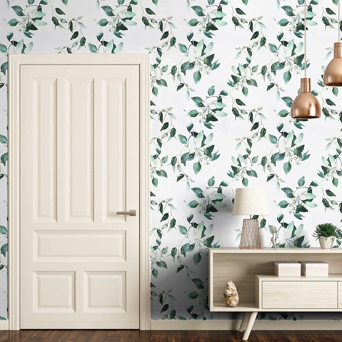 Erfoni Floral Peel and Stick Wallpaper 17.7x118.1 Black Yellow Boho Decor