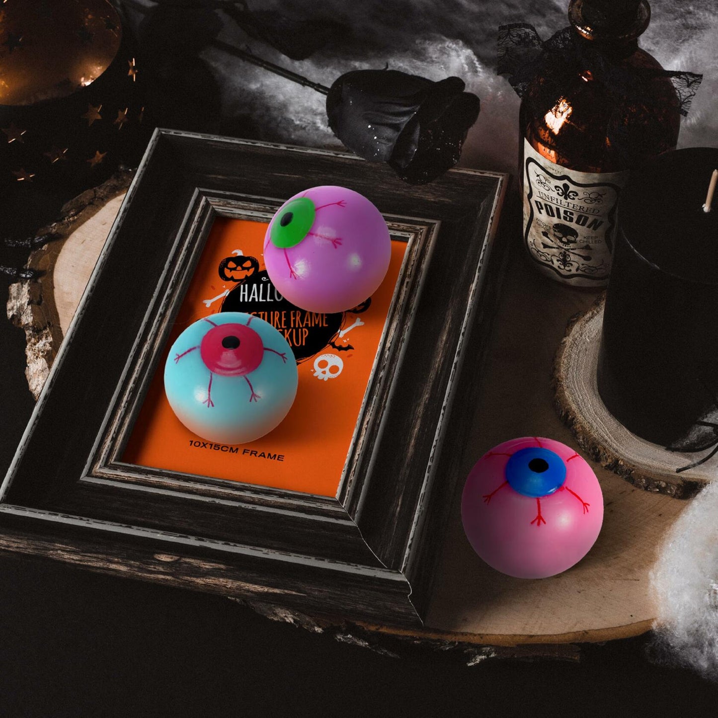 Soayone Luminous Horror Eyeballs Blue 2 Count Scary Glow Halloween