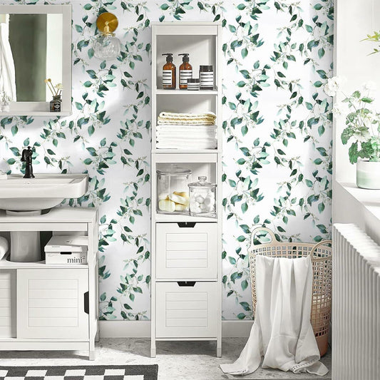 Erfoni Floral Peel and Stick Wallpaper 17.7x118.1 Black Yellow Boho Decor