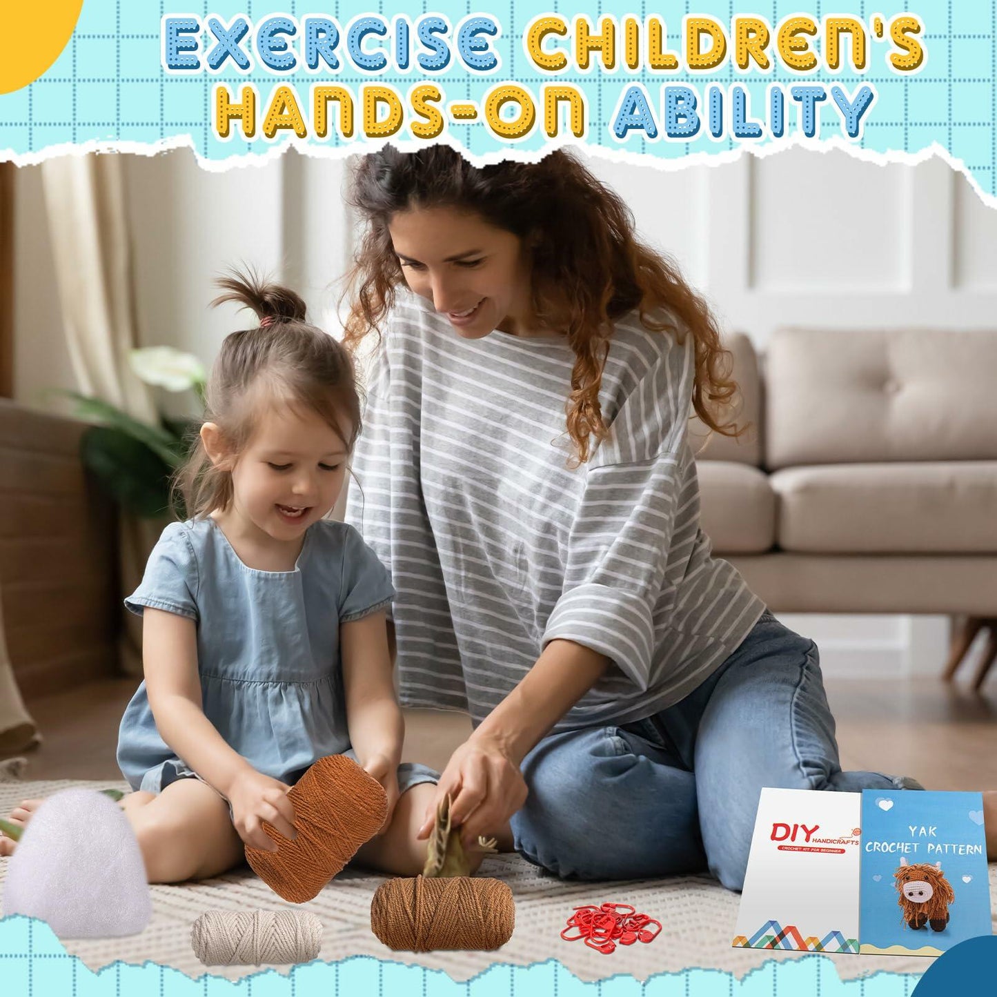 Lyrow Highland Cow Crochet Kit for Beginners with Yarn & Hook Tutorials