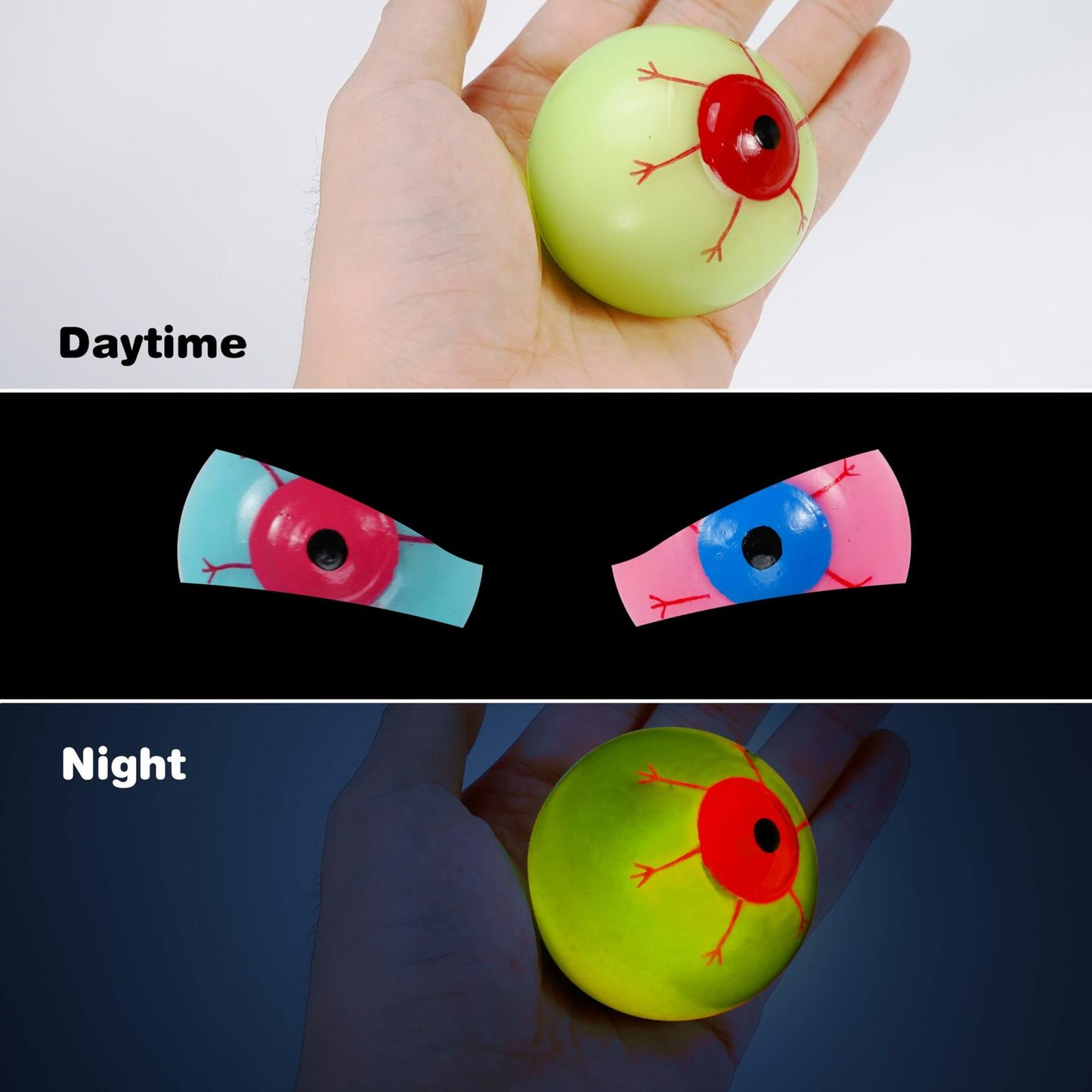 Soayone Luminous Horror Eyeballs Blue 2 Count Scary Glow Halloween