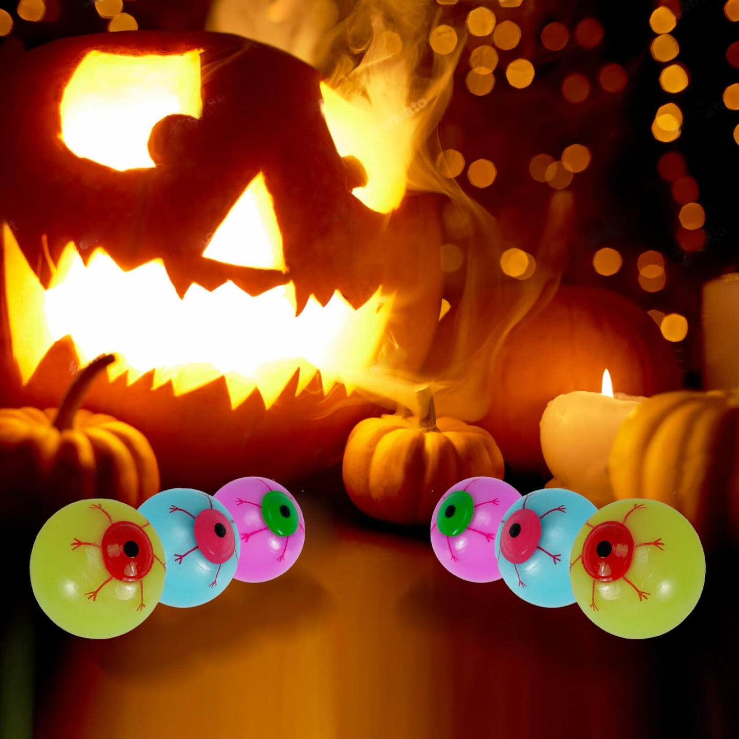 Soayone Luminous Horror Eyeballs Blue 2 Count Scary Glow Halloween