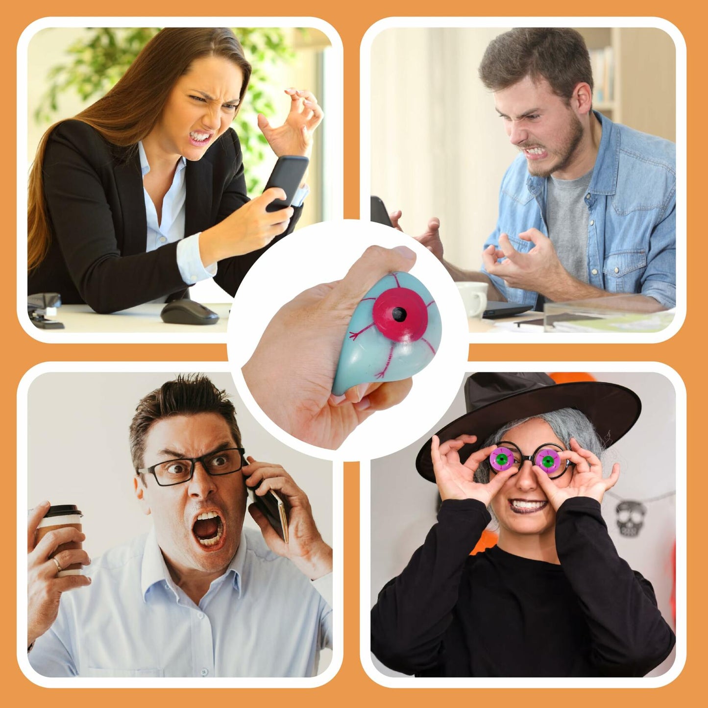 Soayone Luminous Horror Eyeballs Blue 2 Count Scary Glow Halloween