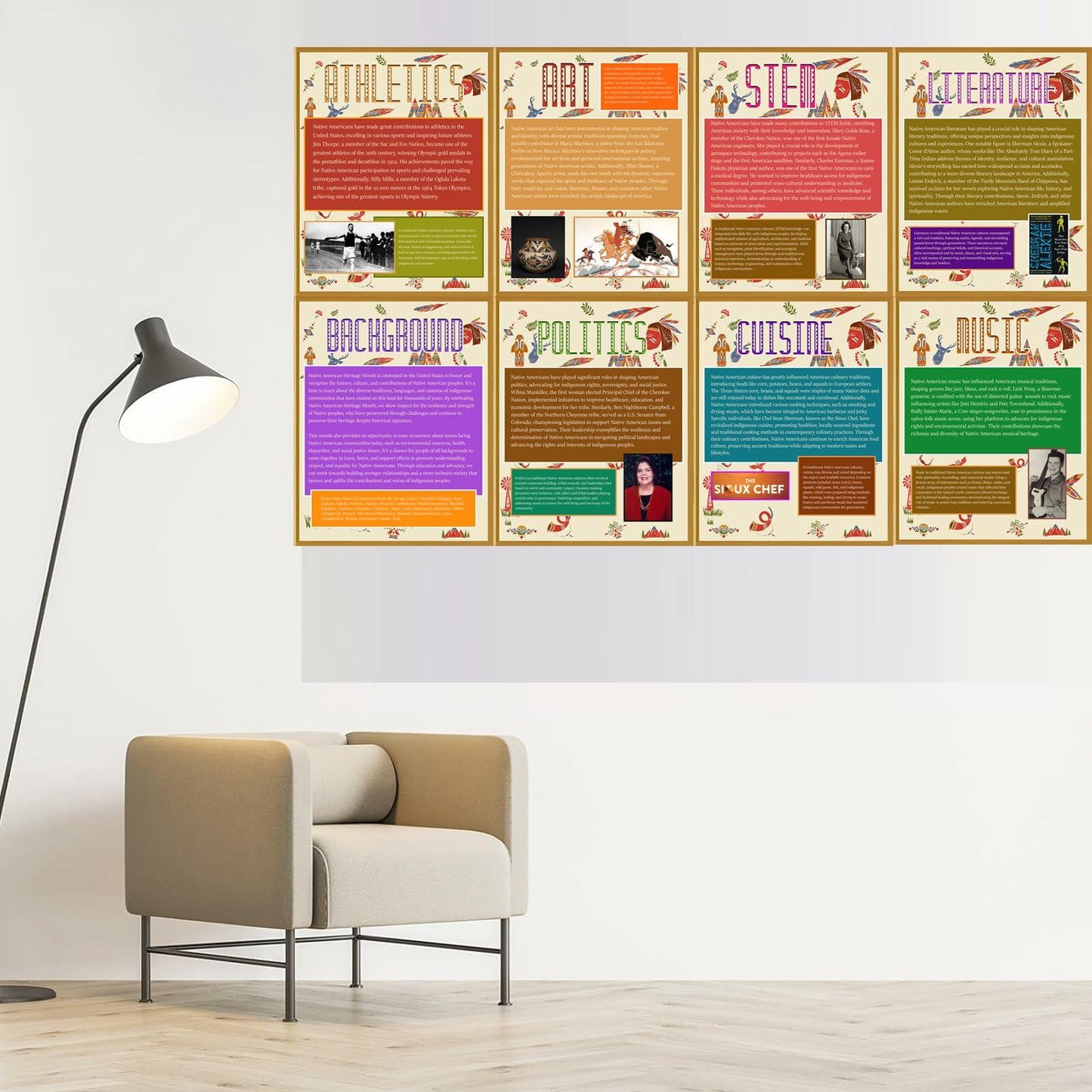 Dreamast Native American Heritage Posters Set for Classroom Decor 4-Pack